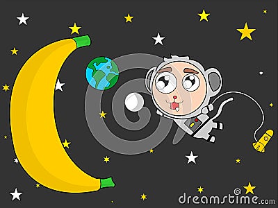 Monkey astronot Cartoon Illustration