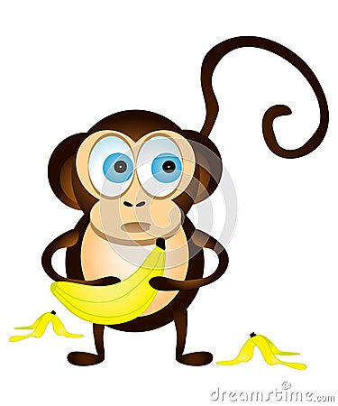 Monkey and Bananas Vector Illustration