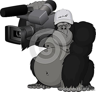 Monkey with camera Vector Illustration