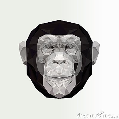 Monkey Cartoon vector illustration. Black and white animal image. Vector Illustration