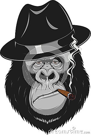 Monkey with a cigar Vector Illustration