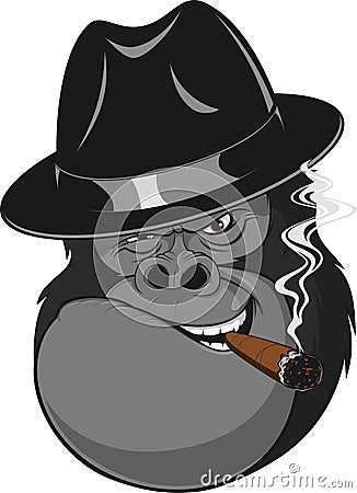 Monkey with a cigar Vector Illustration