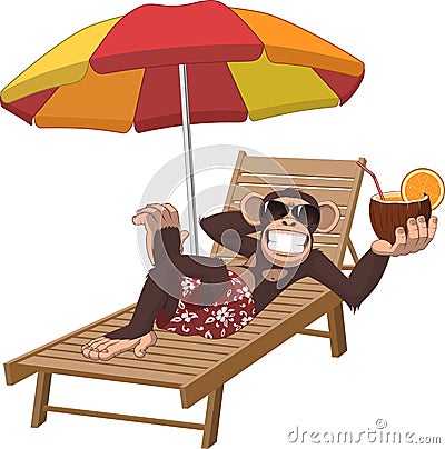 Monkey with a cocktail Vector Illustration