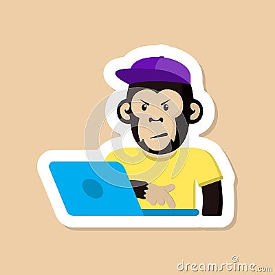 monkey color vector sticker. Vector Illustration