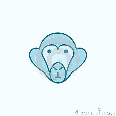 monkey 2 colored line icon. Simple colored element illustration. monkey outline symbol design from Scientifics study set on blue Cartoon Illustration