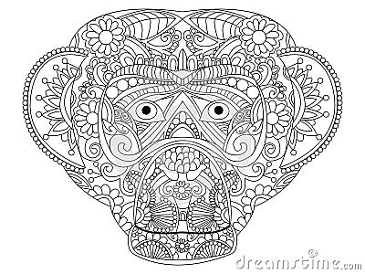 Monkey coloring vector for adults Vector Illustration