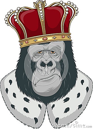 Monkey in a crown Vector Illustration