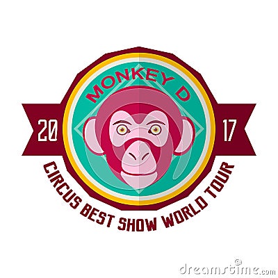 Monkey D circus best show world tour 2017 emblem Vector Illustration