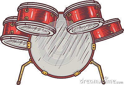 Monkey and Drums Vector Illustration