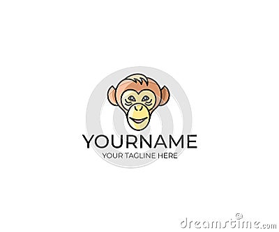 Monkey face logo template. Chimp vector design Vector Illustration