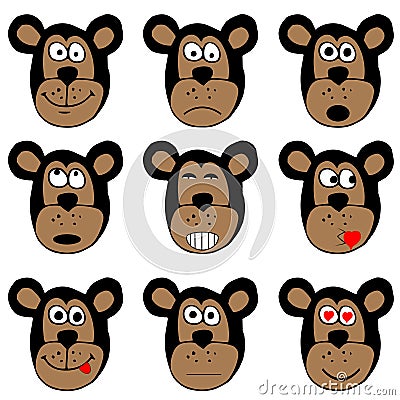 Monkey faces, emoticons stickers illustration Cartoon Illustration