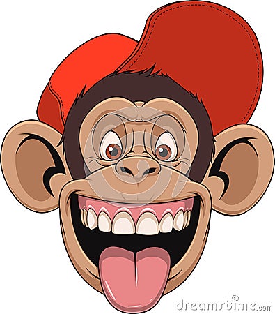 Monkey head in a cap Vector Illustration