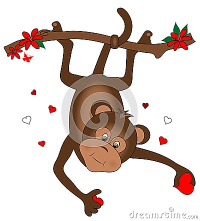 Monkey with Hearts Stock Photo