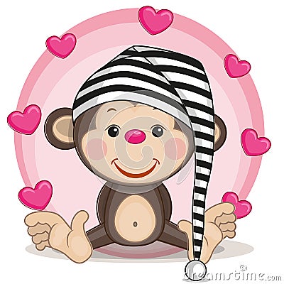 Monkey and hearts Vector Illustration