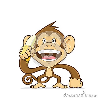 Monkey holding a banana Vector Illustration