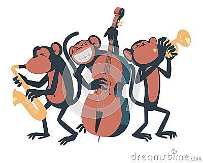 Monkey jazz trio. Vector Illustration