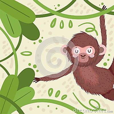 monkey jungle animal Vector Illustration