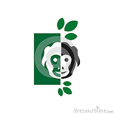 Monkey jungle logo design Vector Illustration