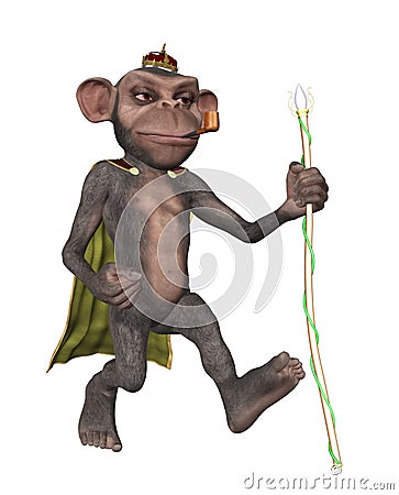 Monkey King Walking Illustration Stock Photo
