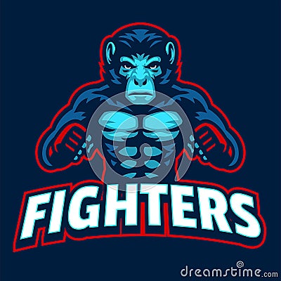 Monkey MMA fighter Mascot Vector Illustration