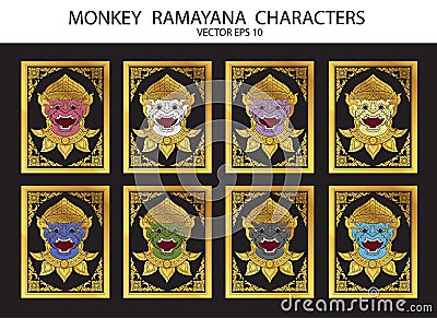 Monkey Ramayana characters Vector Illustration