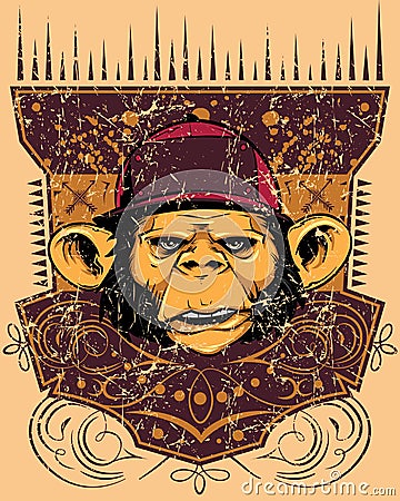 Monkey rapper Vector Illustration
