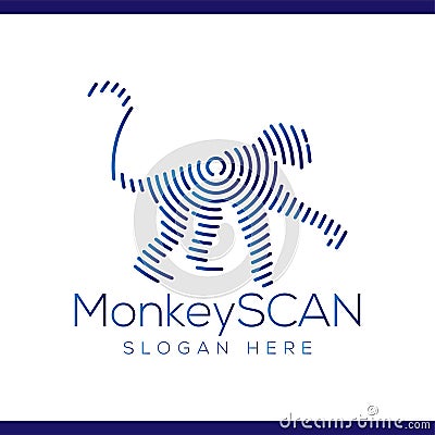 Monkey Scan Technology Logo vector Element. Animal Technology Logo Template Vector Illustration