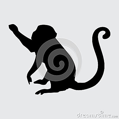 Monkey Silhouette, Monkey Isolated On White Background Vector Illustration