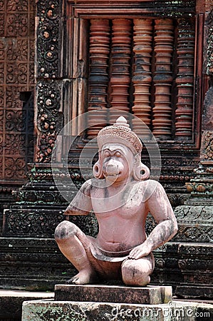 Monkey Statue Banteay Srei - Cambodia Stock Photo