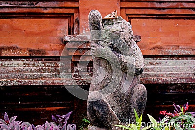 A monkey statue in ubud temple bali Stock Photo