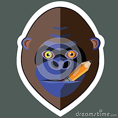 Monkey Stickers and Monkey Sticker Designs Vector Illustration