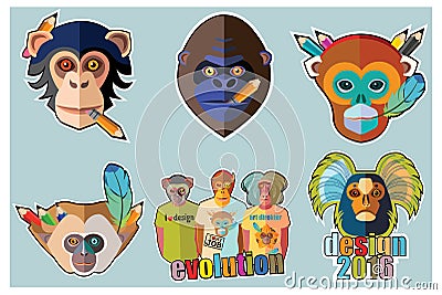 Monkey Stickers and Monkey Sticker Designs Stock Photo