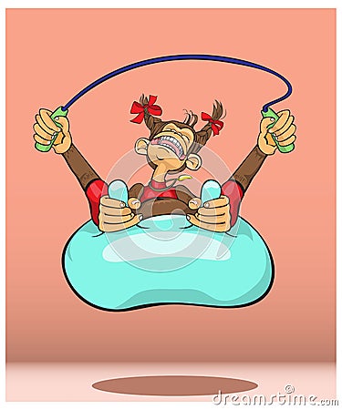 The monkey - a symbol of new year, plays sports Vector Illustration