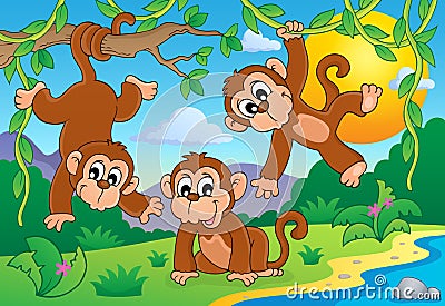 Monkey theme image 1 Vector Illustration