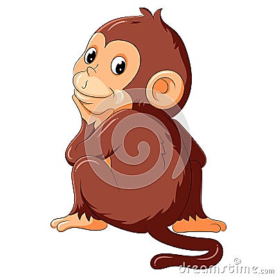 A monkey thinking and smile Vector Illustration