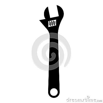 Monkey wrench adjustable spanner divorce key icon black color vector illustration image flat style Vector Illustration
