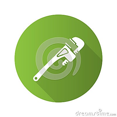 Monkey wrench, spanner, plumber flat design long shadow glyph icon Cartoon Illustration