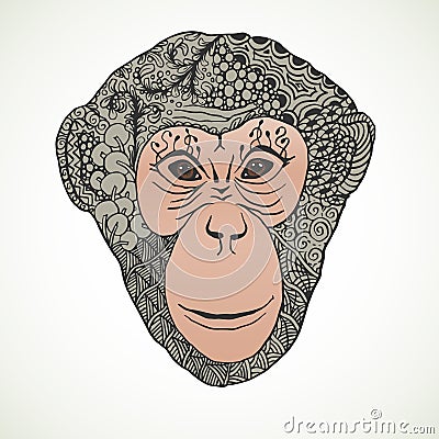 Monkey zentangle New Year 2016 Vector Illustration