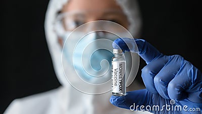 Monkeypox vaccine in doctors hand Stock Photo