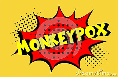 MONKEYPOX VIRUS vector comic halftone style illustration - Monkeypox is a zoonotic viral disease that can infect human, nonhuman Cartoon Illustration