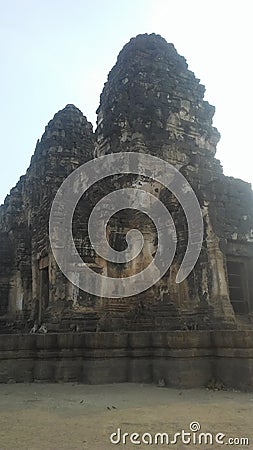 Monkeys at Phra Prang Sam Yot Temple in Lopburi, Thailand. Editorial Stock Photo