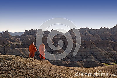 Monks in the Badlands. Editorial Stock Photo