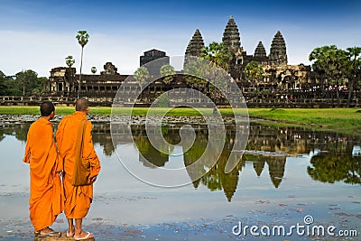 Monks in buddhism at Angkor wat Editorial Stock Photo