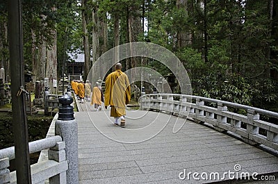 Monks at Koya-san Editorial Stock Photo