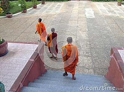 Monks at the National Museum of Phnom Penh Editorial Stock Photo