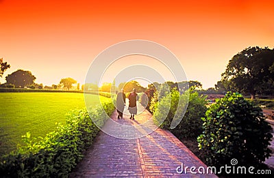 Monks from Sarnath buddhist temple Editorial Stock Photo