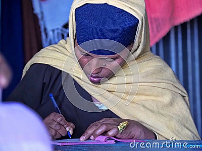 LAKE TANA, ETIOPIE, APRIL 21th.2019, Monks at Tana Haik Eysus United monastery,April 21th. 2019, Lake Tana, Etiopia Editorial Stock Photo