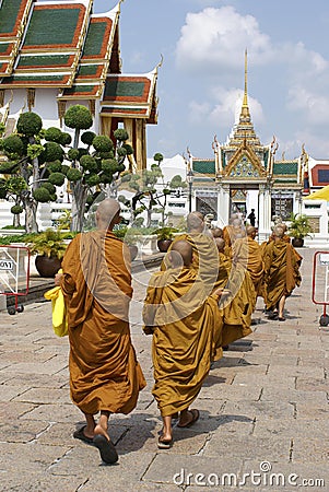Monks visitors of Wat Phra Kaew in Bangkok, Thailand, Asia Editorial Stock Photo