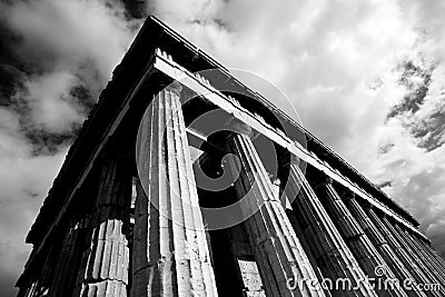 Mono corner of Temple of Hephaistos colonnade Stock Photo