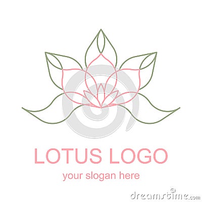 Mono Line Lotus Logotype Vector Illustration